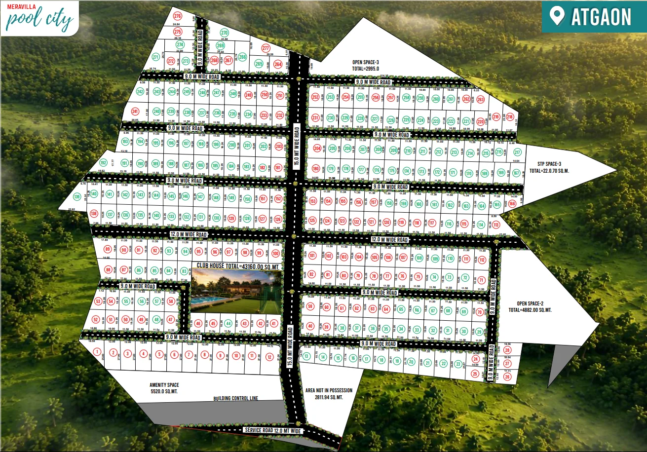 The sanctioned layout of the Atgaon township showing 277 numbered plots