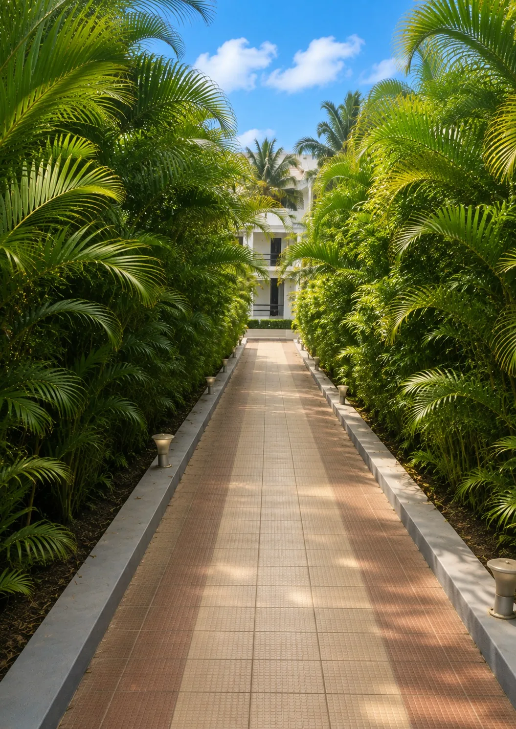 A paved walkway at the Atgaon community